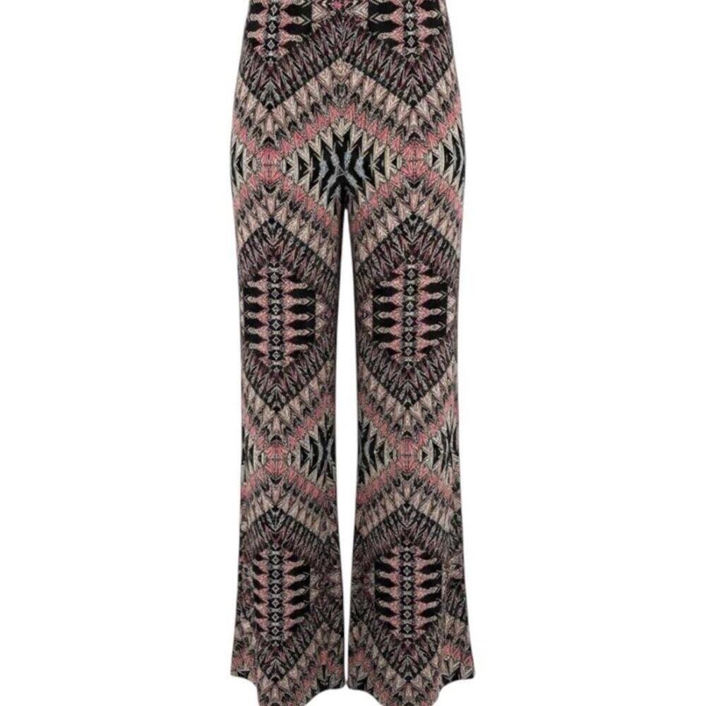 AB Studio Coral Black XL Patterned Pants EUC
